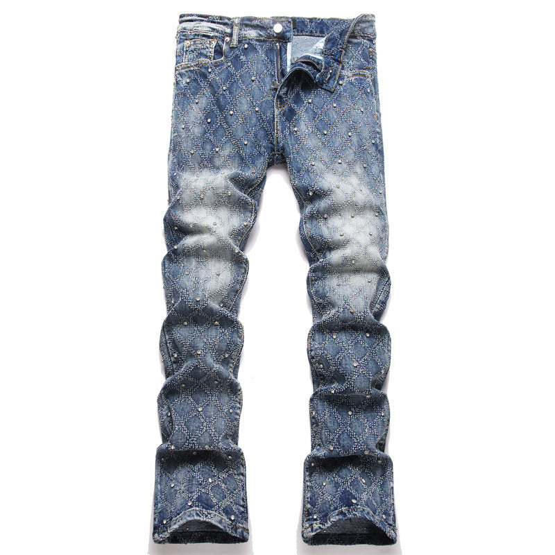 Plaid beaded jeans