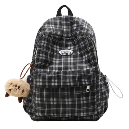Plaid College Style Backpack for Women