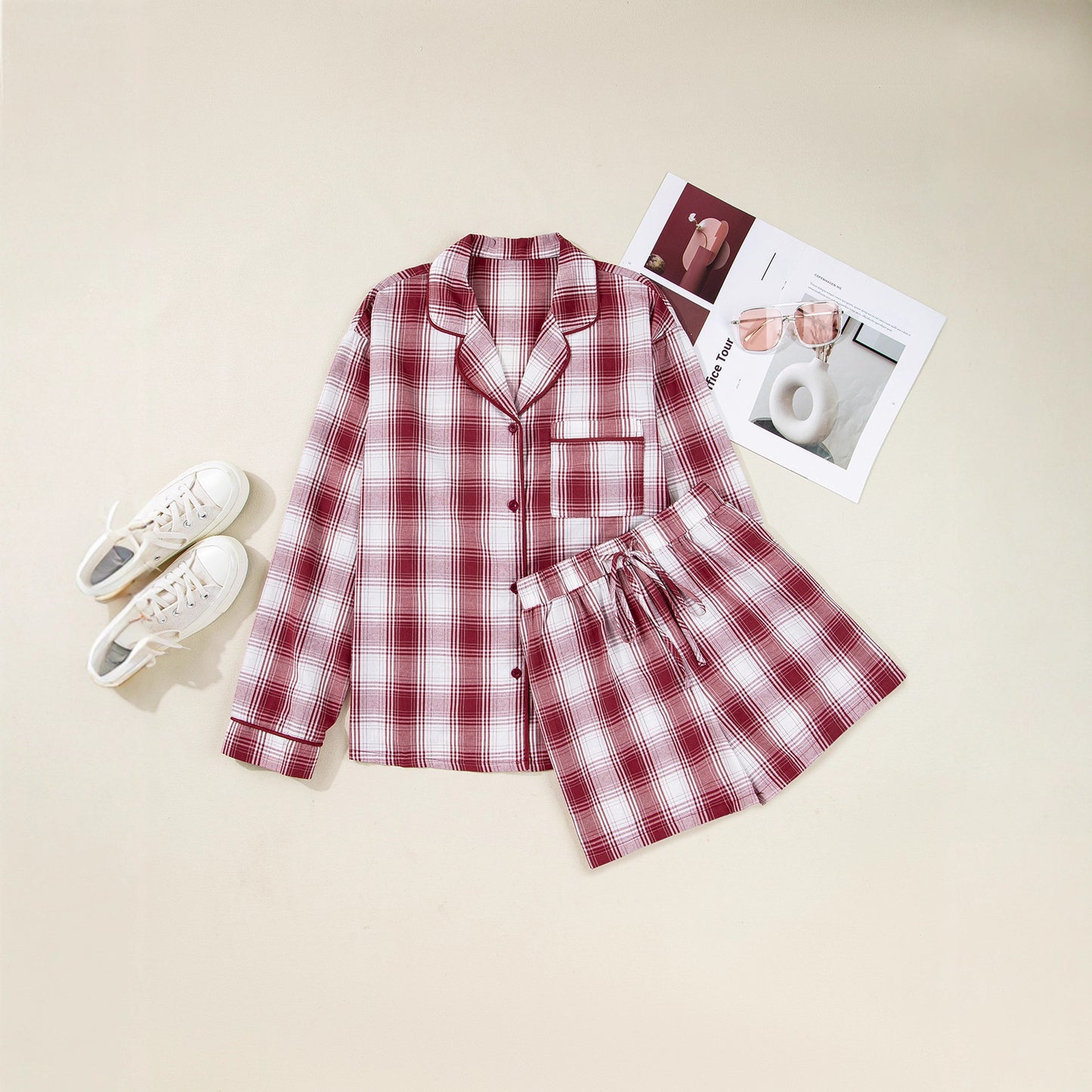 Plaid Cotton Home Set for Women