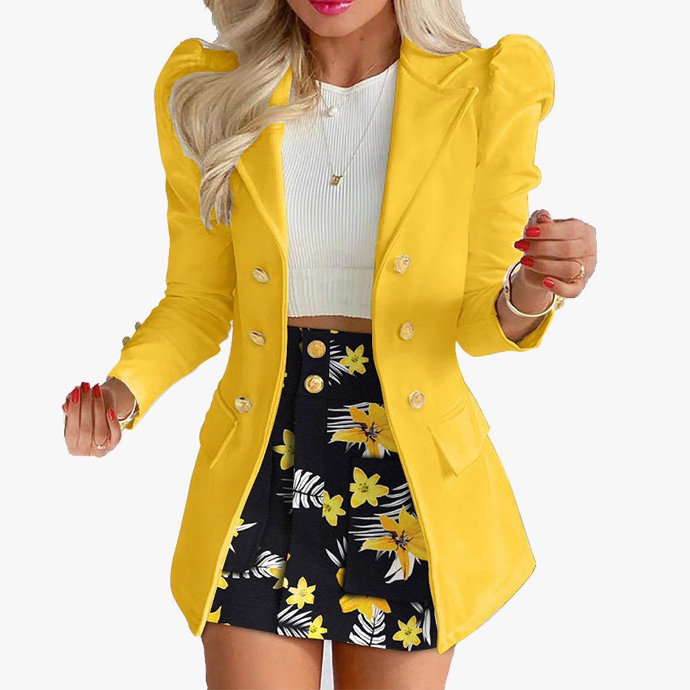 Plaid Floral Casual Suit Two-Piece Set