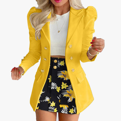 Plaid Floral Casual Suit Two-Piece Set