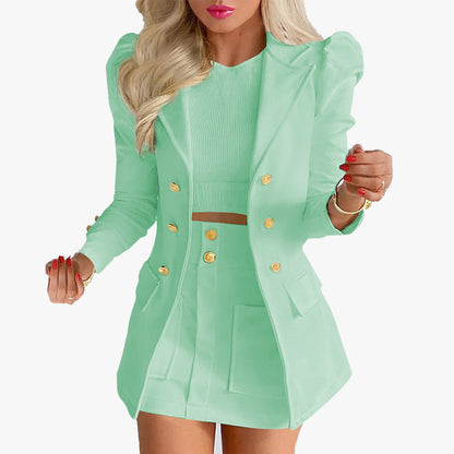 Plaid Floral Casual Suit Two-Piece Set