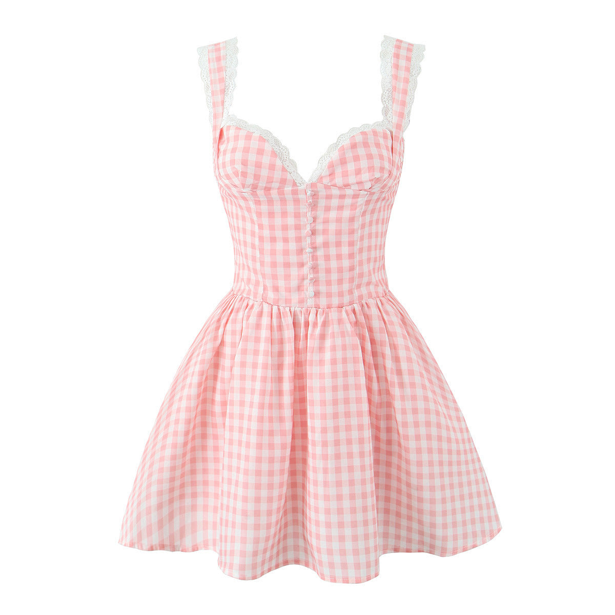 Plaid lace camisole dress