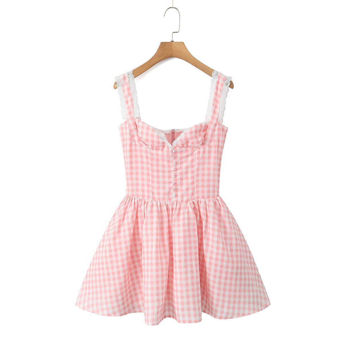 Plaid lace camisole dress