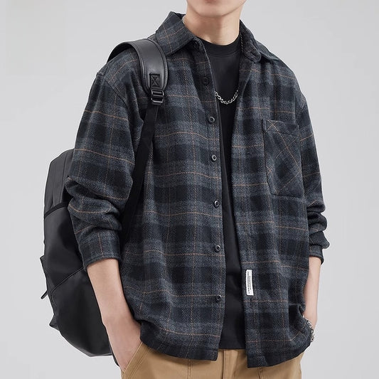 Plaid long-sleeved shirt