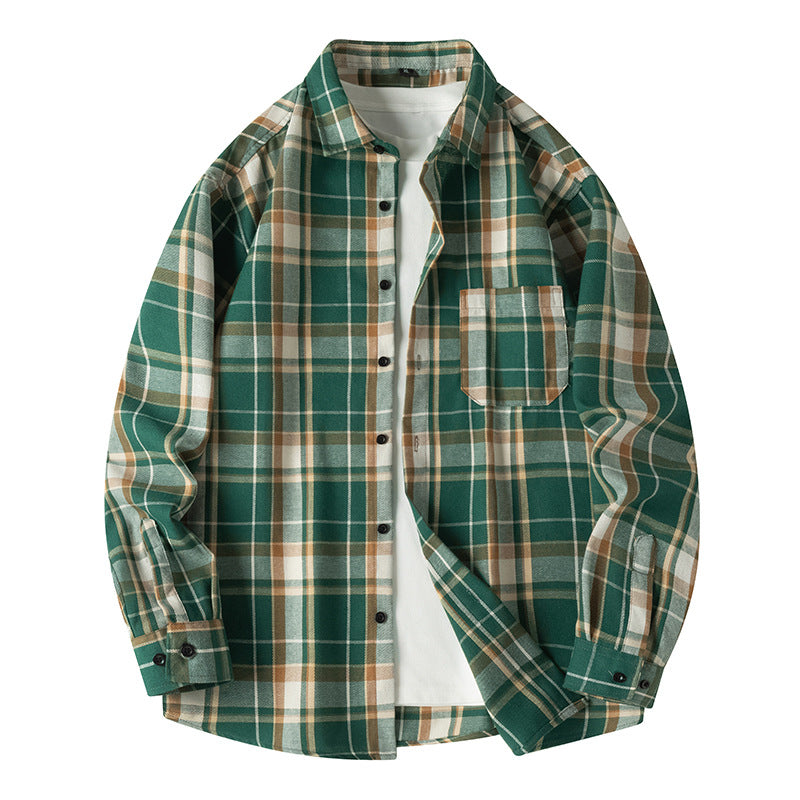 Plaid long-sleeved shirt
