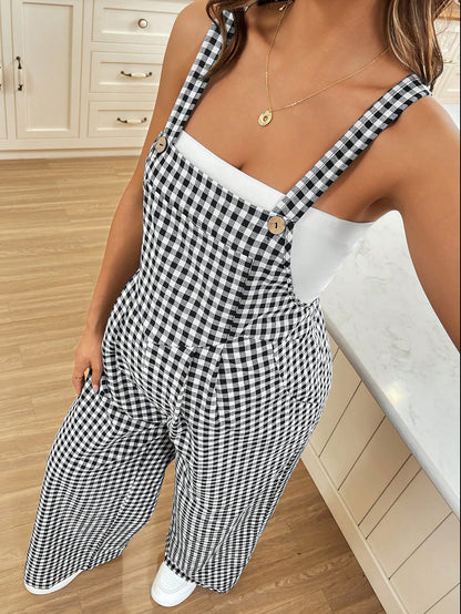 Plaid Maternity Overalls