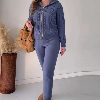 Plaid patterned hooded zipper jacket
