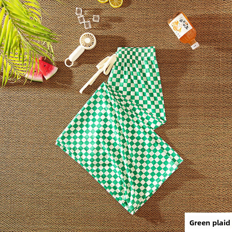 Plaid Wide Leg High Waist Pants