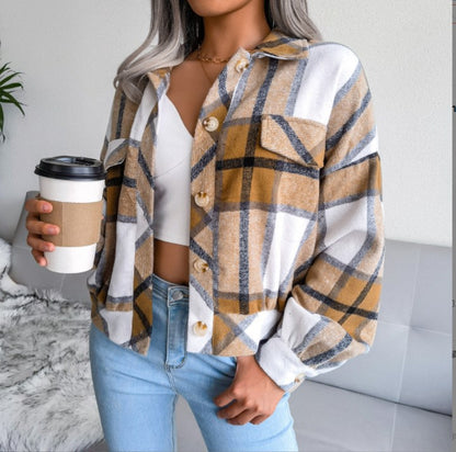 Plaid Woolen Coat