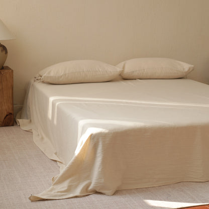 Plain Cotton Linen Bed Sheet