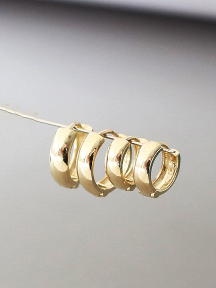 Plain Thick 10K Gold Hoop Earrings
