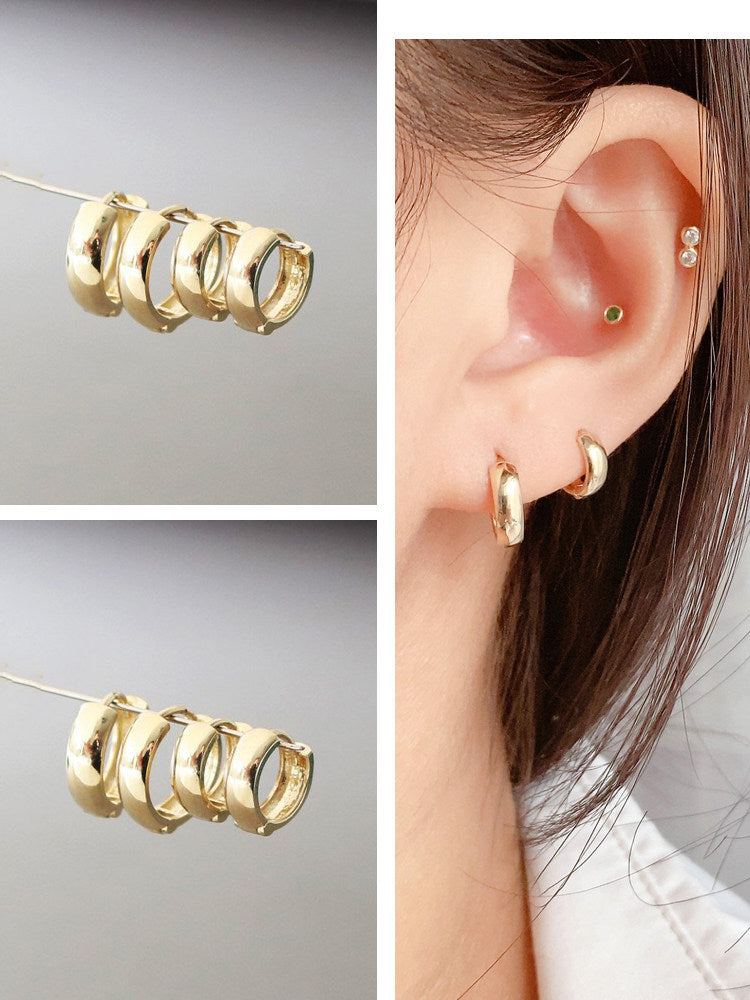 Plain Thick 10K Gold Hoop Earrings