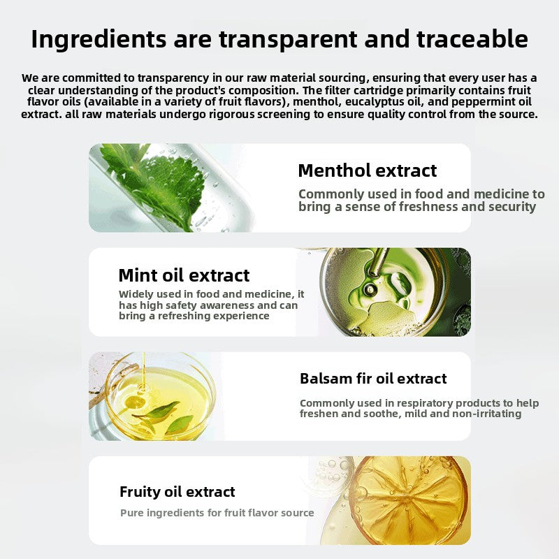Plant essential oil filter cartridge fruit-flavored inhaler stick