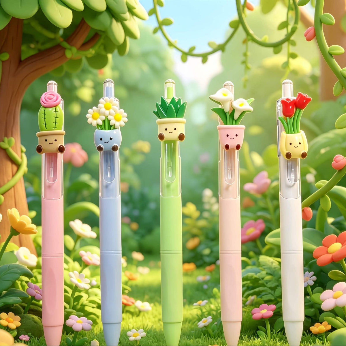 Plant themed retractable ballpoint pen