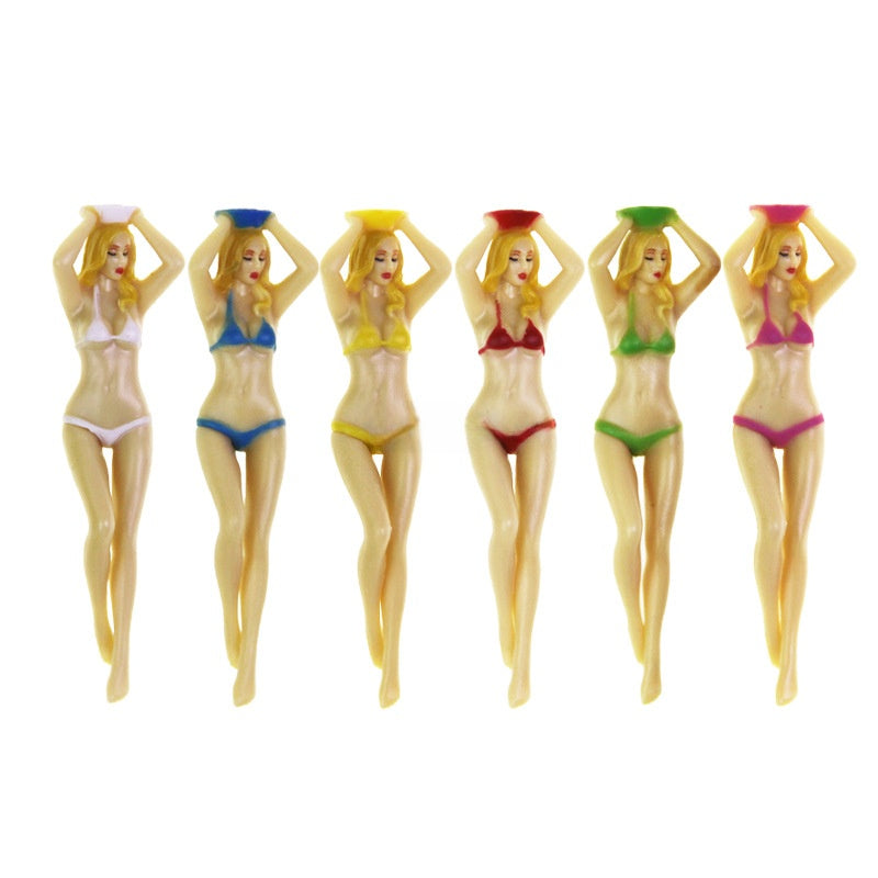 Plastic Bikini Model Golf Tees in Multiple Colors