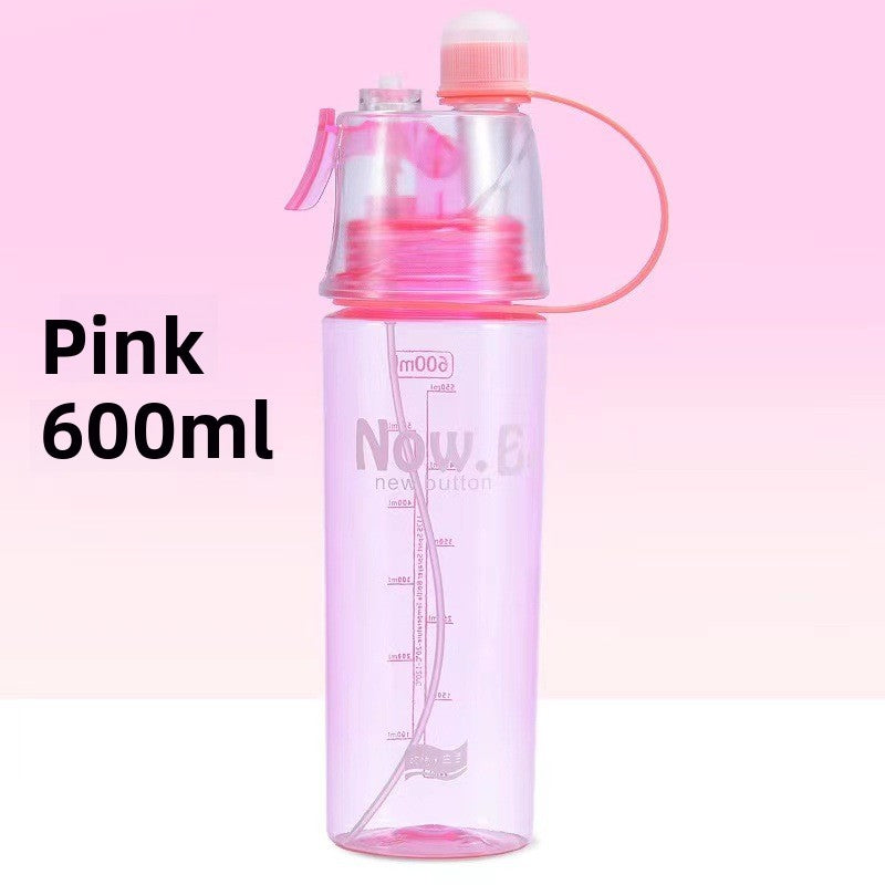 Plastic Spray Mist Sports Water Bottle with Straw