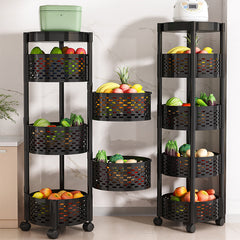 2-Layer Countertop Round Basket Black