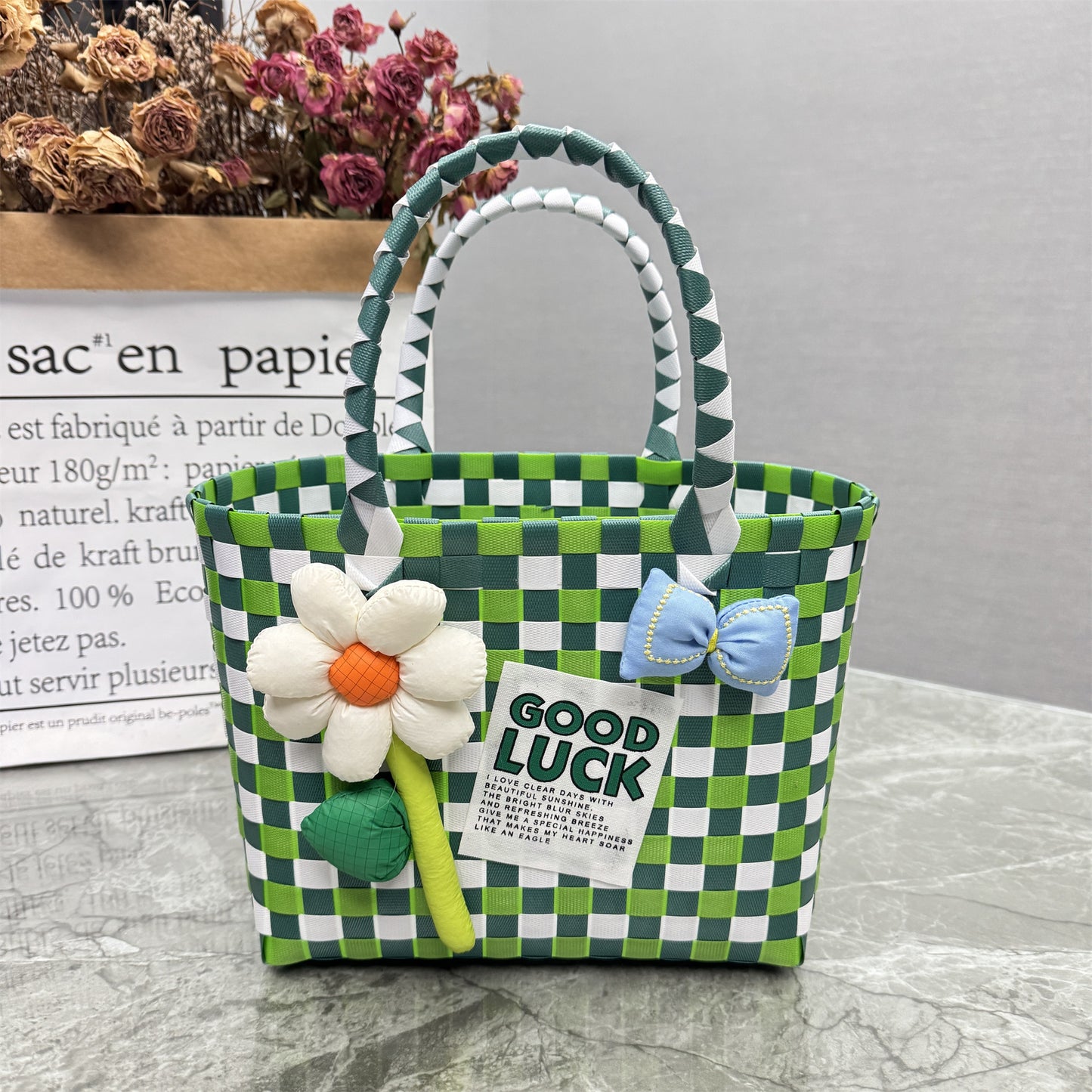Plastic tote bag