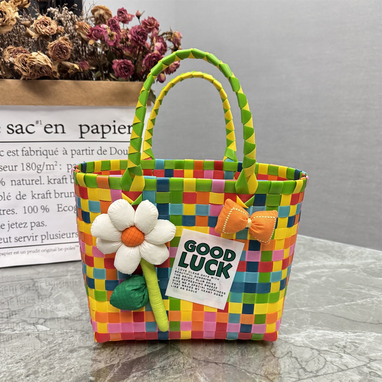 Plastic tote bag