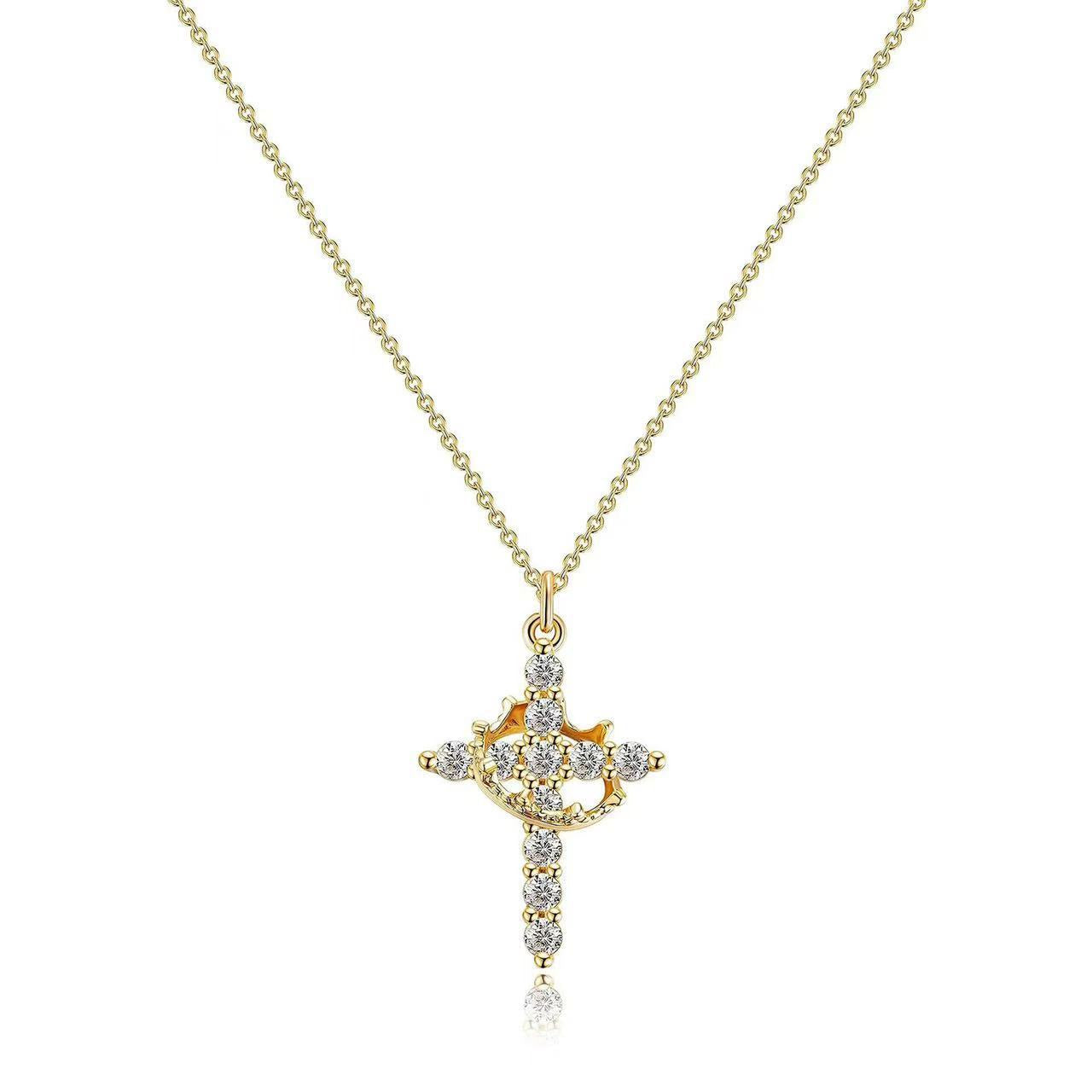 Plated Rotatable Crown Necklace