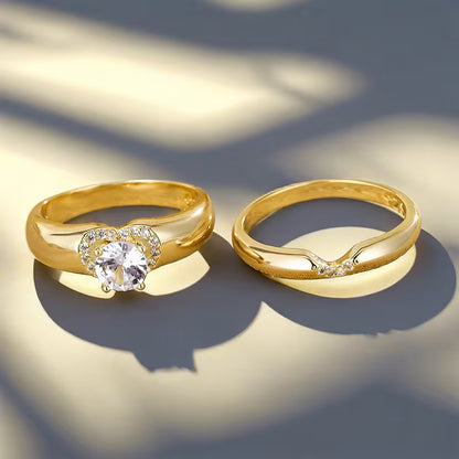 Platinum Plated Heart Shape Couple Rings