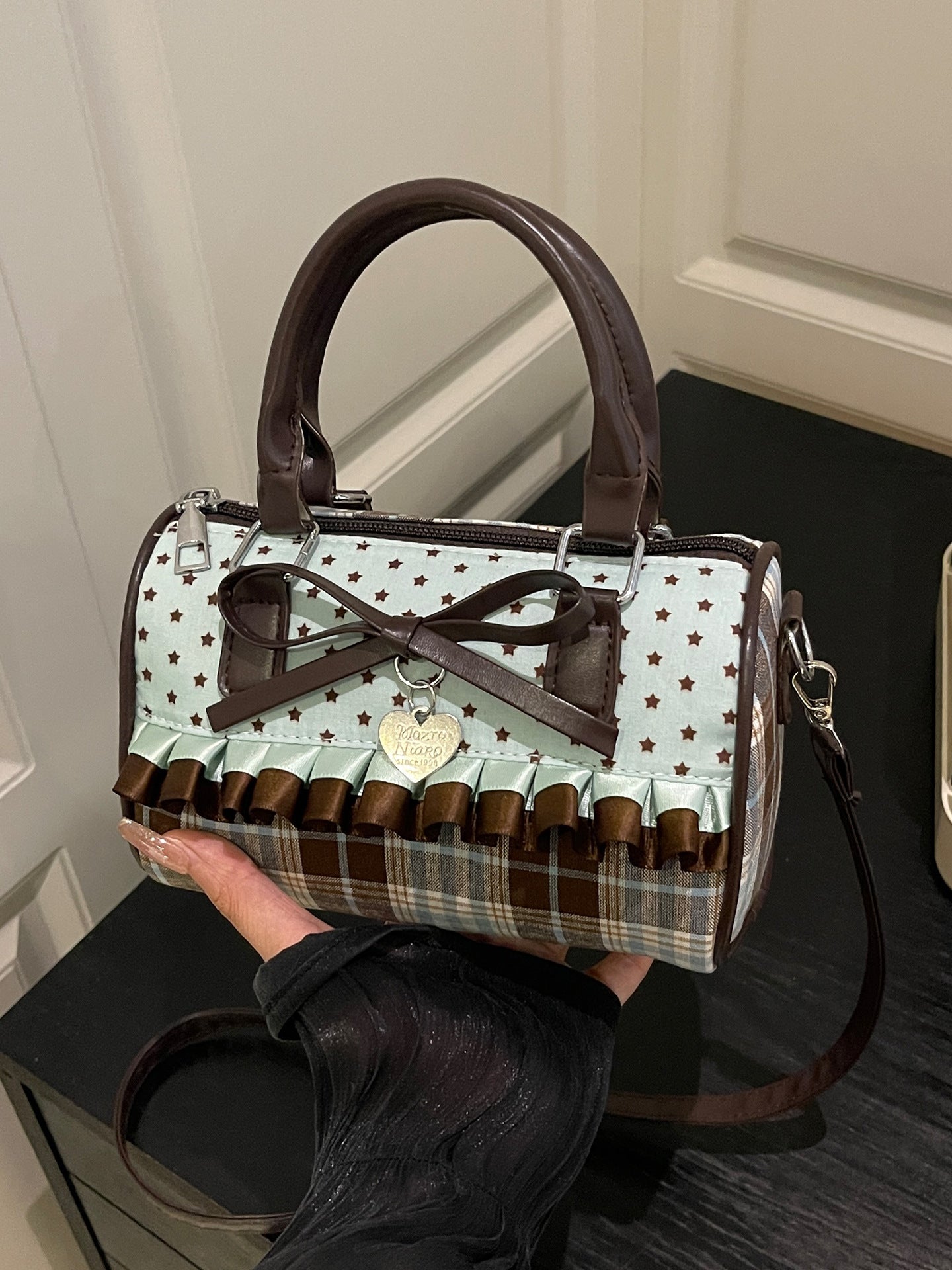 Pleated Bow Detail Crossbody Bag