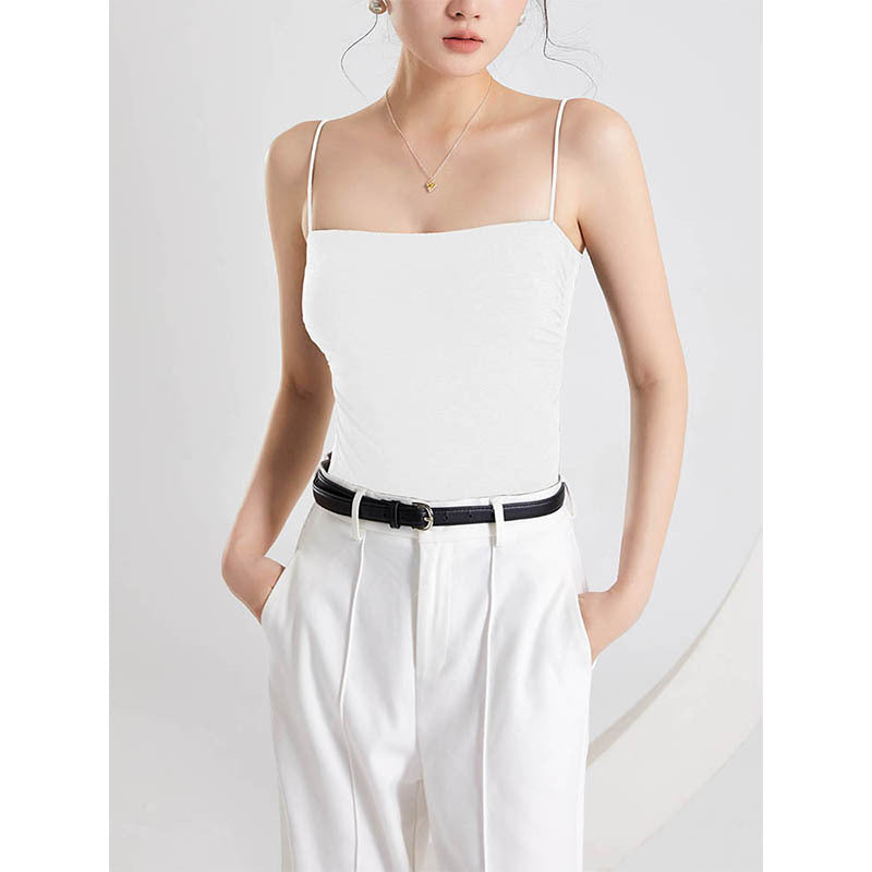 Pleated Camisole with Built-in Bra for Women