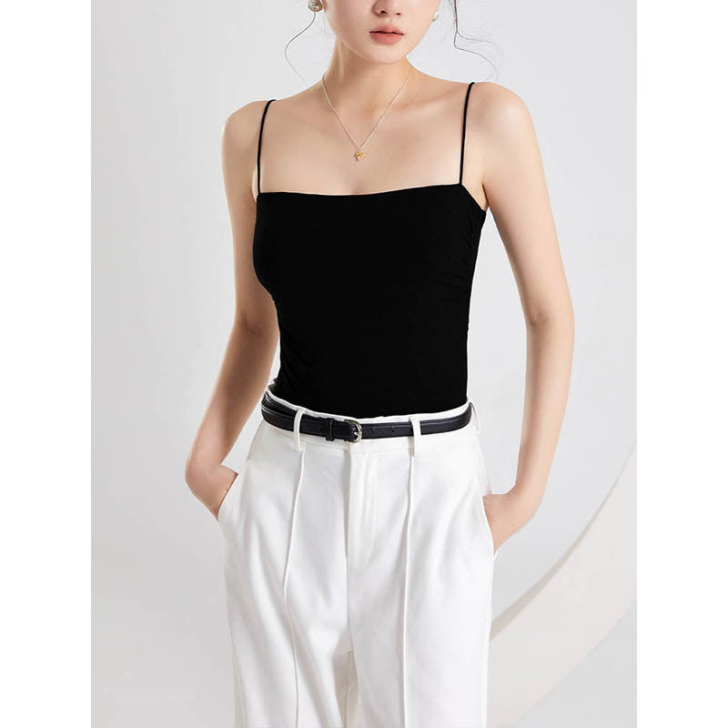 Pleated Camisole with Built-in Bra for Women