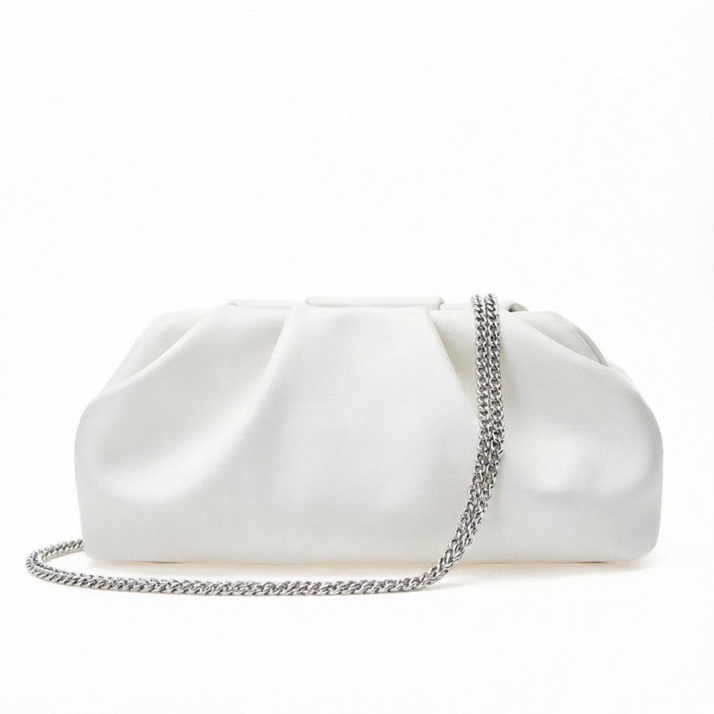 Pleated Chain Shoulder Bag with Magnetic Closure
