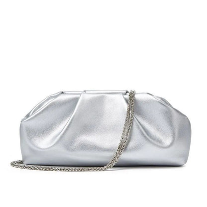 Pleated Chain Shoulder Bag with Magnetic Closure