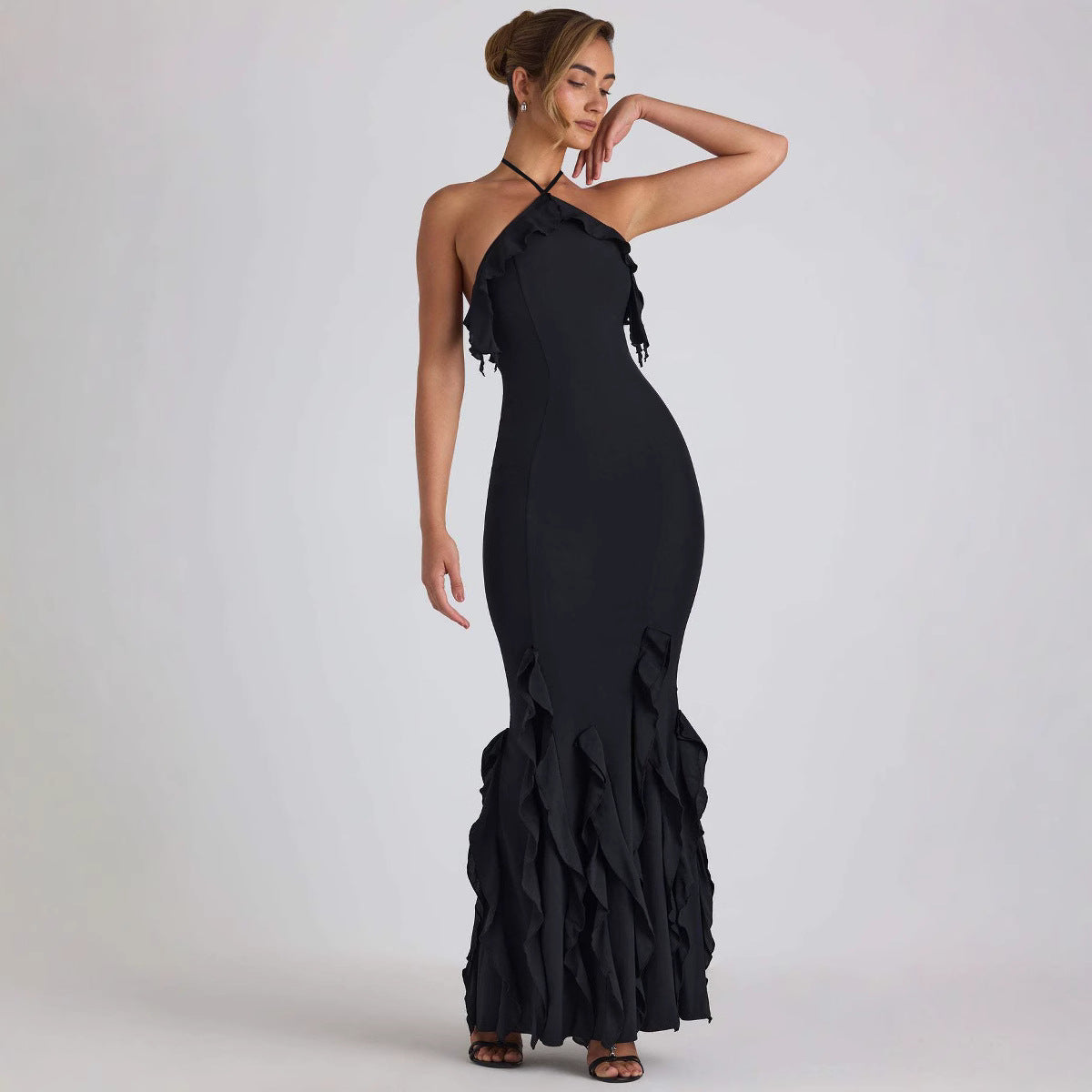 Pleated evening gown