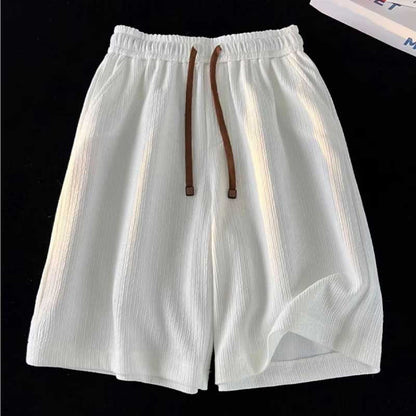 Pleated Ice Silk Mens Shorts