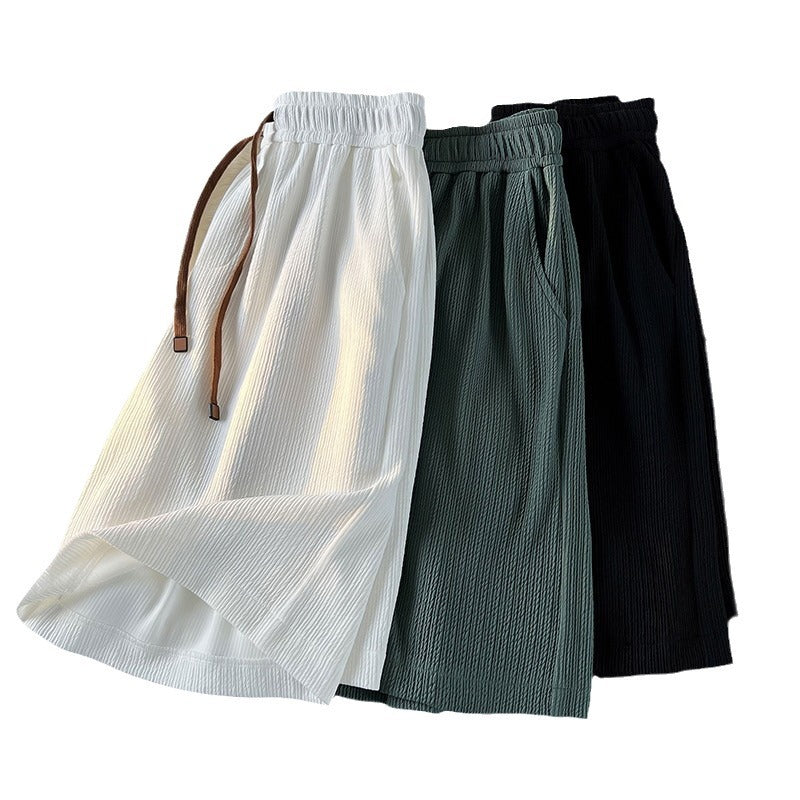 Pleated Ice Silk Mens Shorts