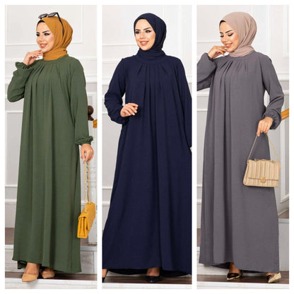 Pleated Long Sleeve Dress