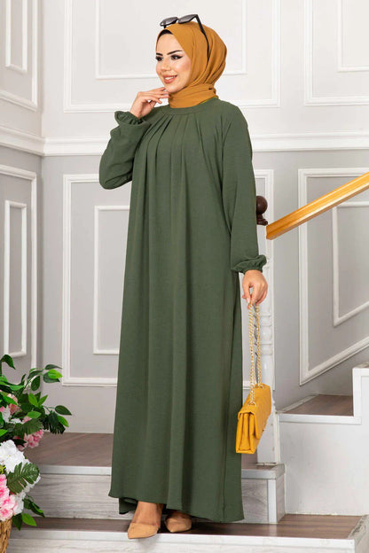 Pleated Long Sleeve Dress