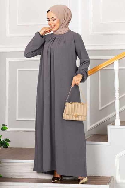 Pleated Long Sleeve Dress