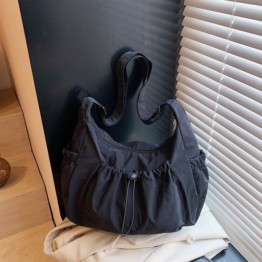 Pleated Nylon Crossbody Bag with Large Capacity