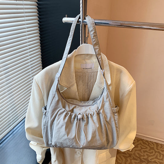 Pleated Nylon Crossbody Bag with Large Capacity