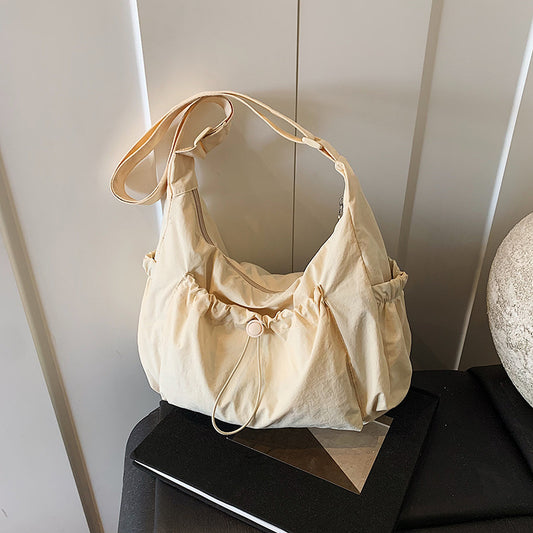 Pleated Nylon Crossbody Bag with Large Capacity