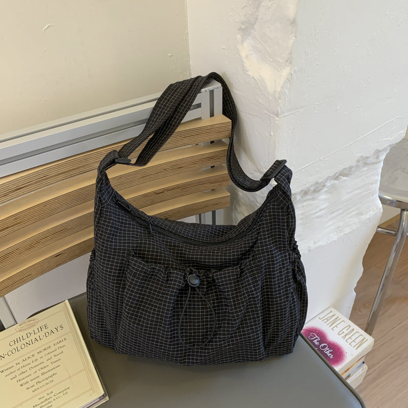 Pleated Nylon Crossbody Bag with Large Capacity