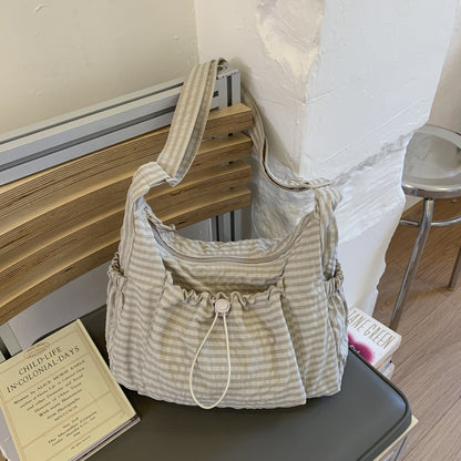 Pleated Nylon Crossbody Bag with Large Capacity