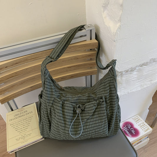Pleated Nylon Crossbody Bag with Large Capacity