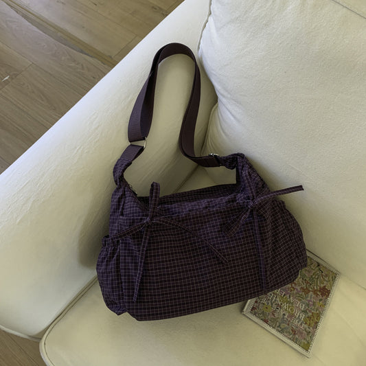 Pleated Nylon Crossbody Bag with Large Capacity