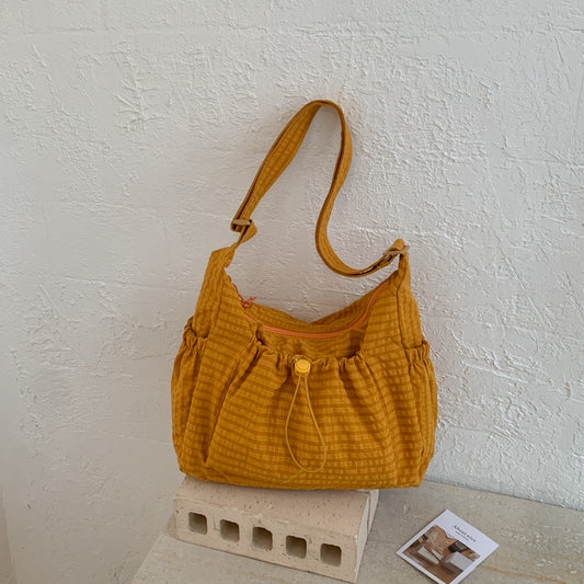 Pleated Nylon Crossbody Bag with Large Capacity