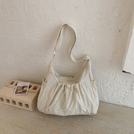 Pleated Nylon Crossbody Bag with Large Capacity