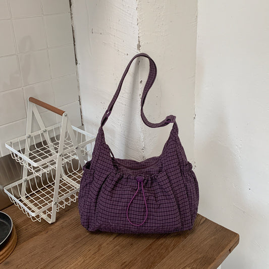 Pleated Nylon Crossbody Bag with Large Capacity