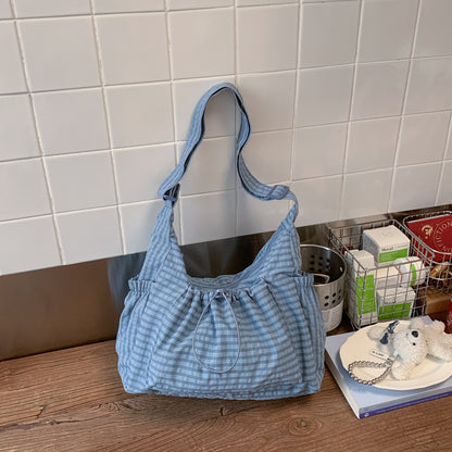 Pleated Nylon Crossbody Bag with Large Capacity