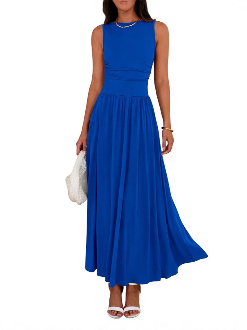 Pleated Pocket Long Dress