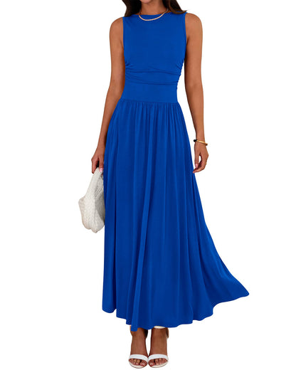 Pleated Pocket Long Dress